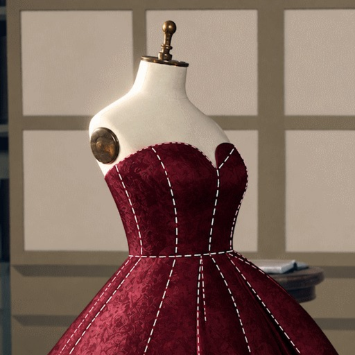 Official Roblox icon for Dress Designer: a cream dress on a wooden hanger
